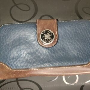 Vintage Dooney & Bourke Blue and Brown Leather Clutch
